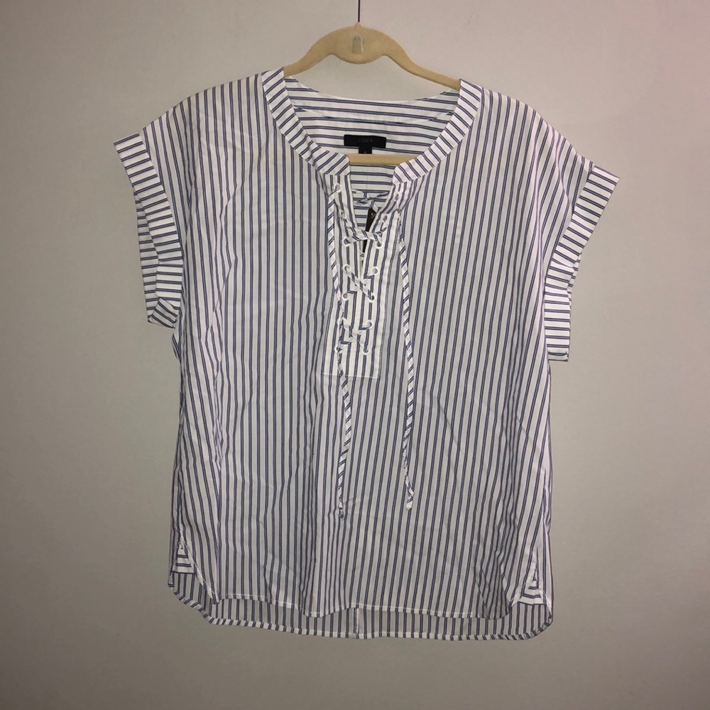 JCrew Tie Up stripe blouse